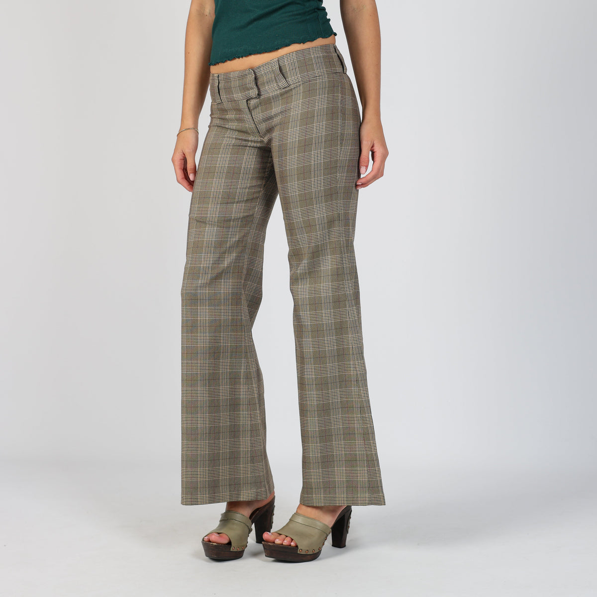 Brown Y2K Indian Rose Formal Trousers Checkered (XS)