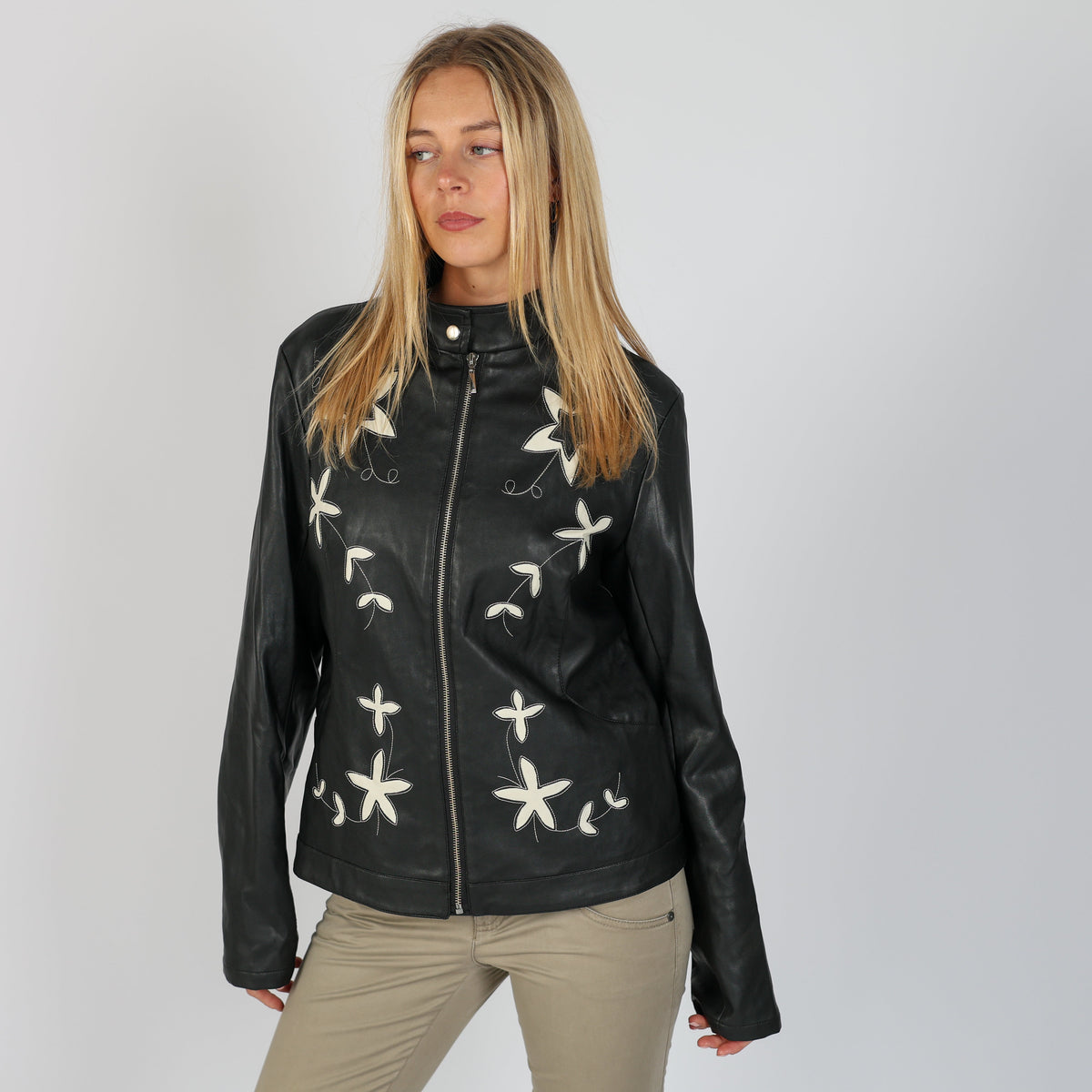 Black Y2K Moda Lisa Leather Jacket Faux (L)
