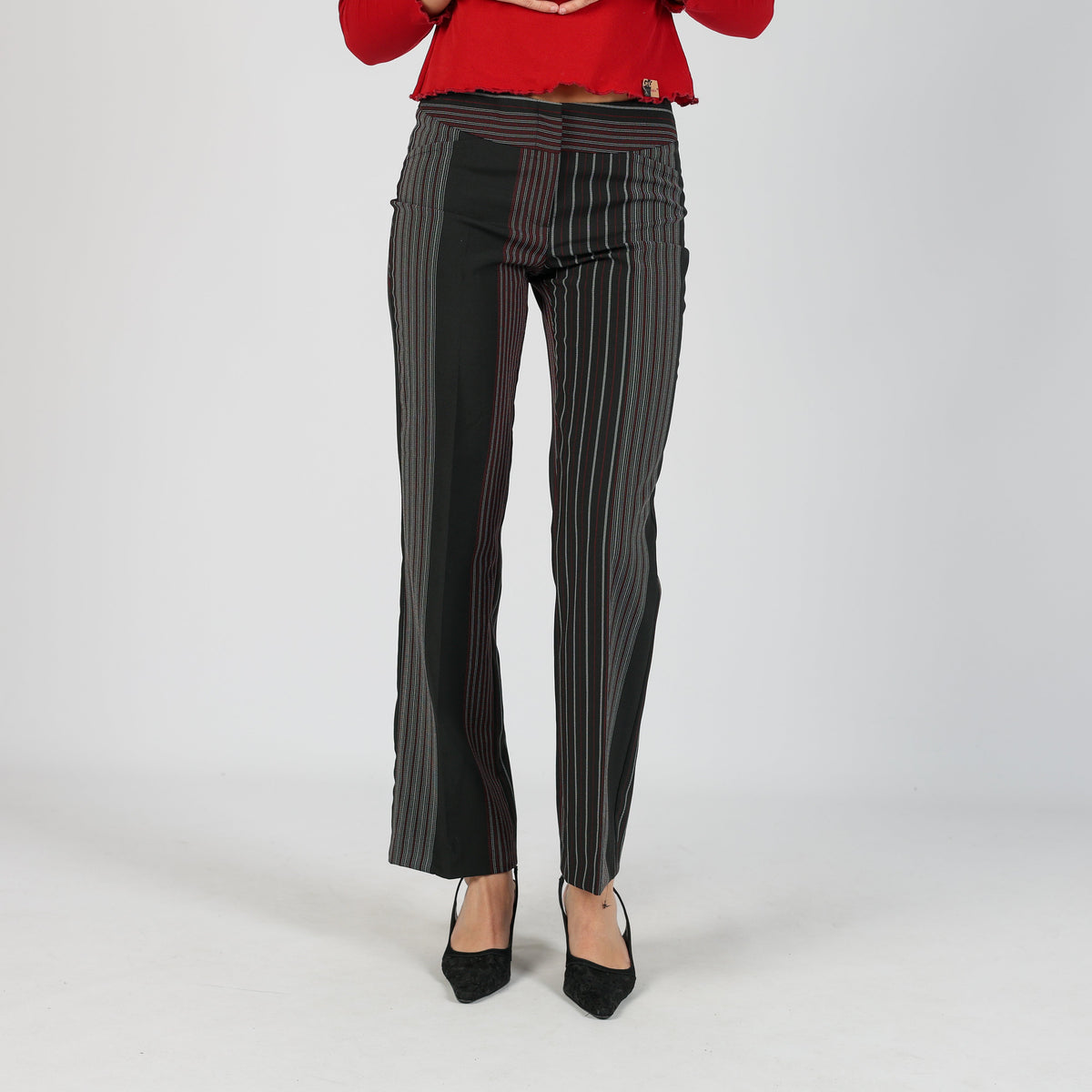 Black Y2K Clockhouse Formal Trousers Stripe (XS)