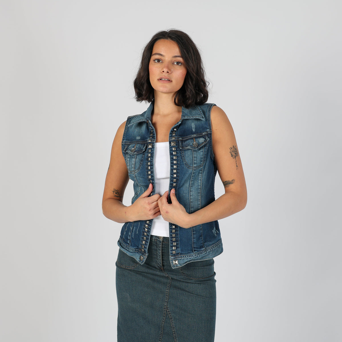 Blue Y2K Sisley Denim Jacket Studded (S)