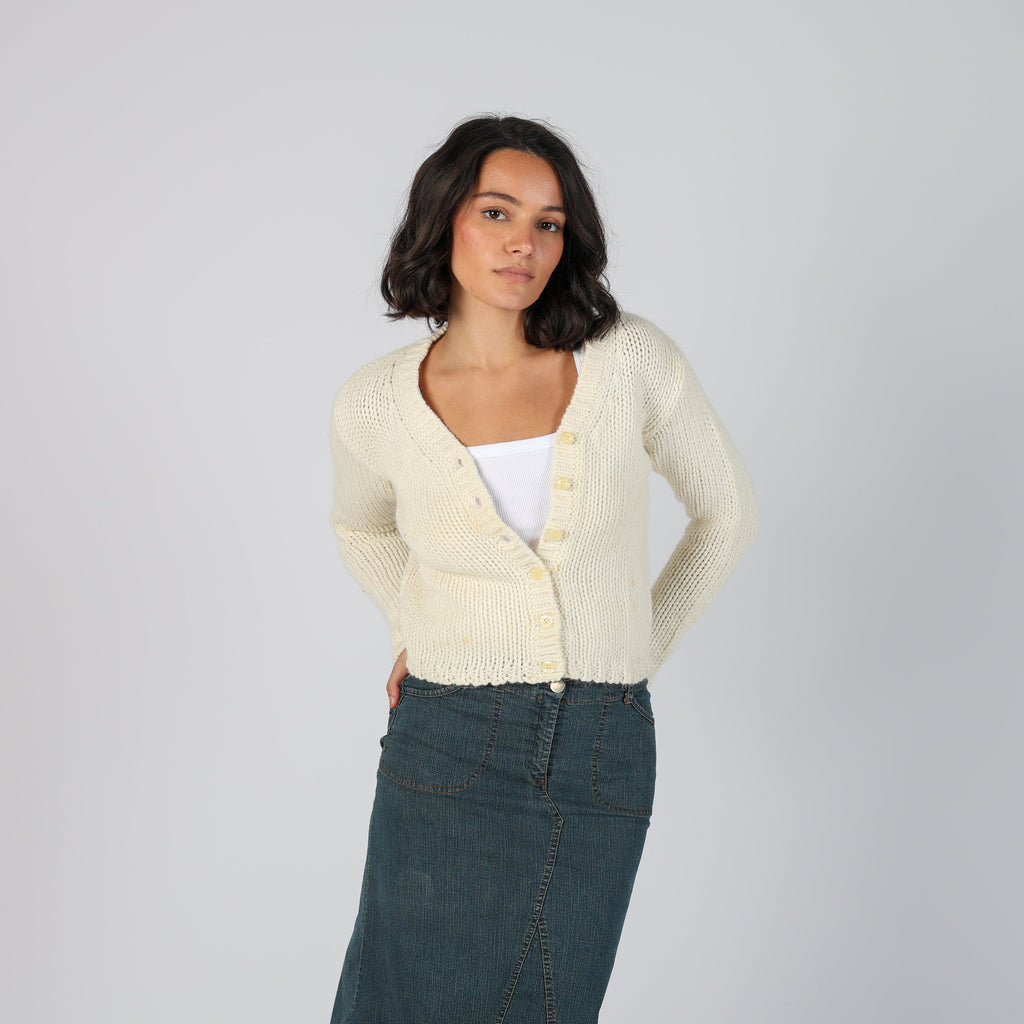 Cream Y2K Sisley Knitted Jumper (S)