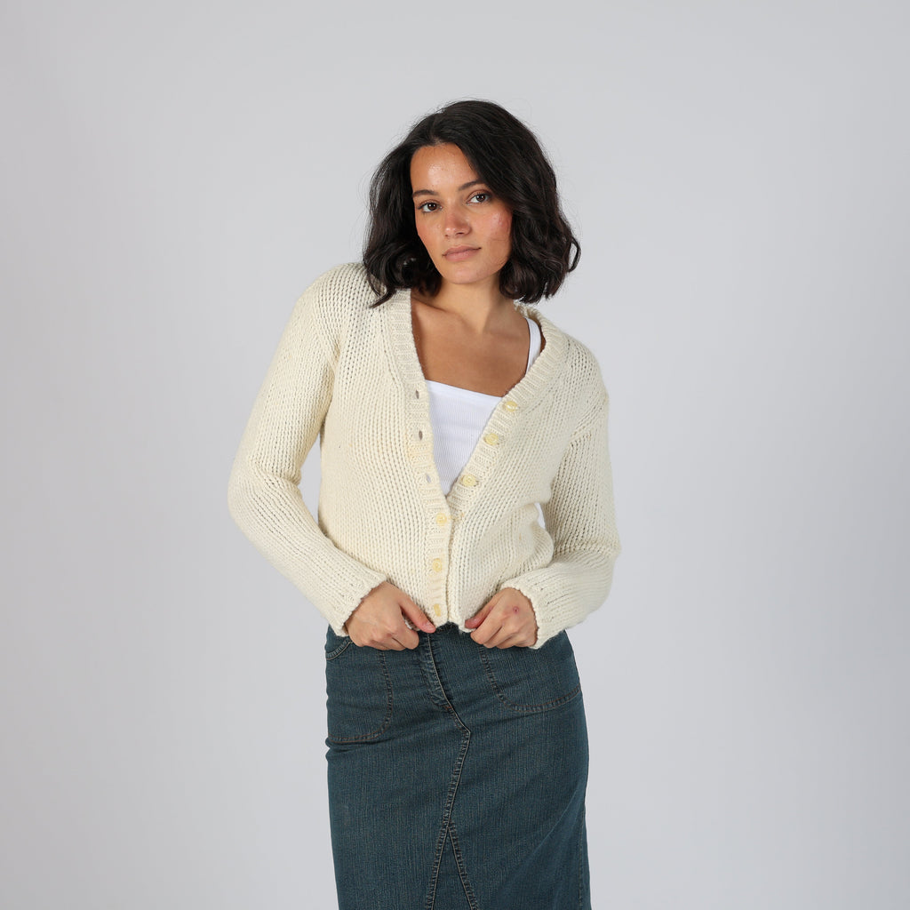 Cream Y2K Sisley Knitted Jumper (S)