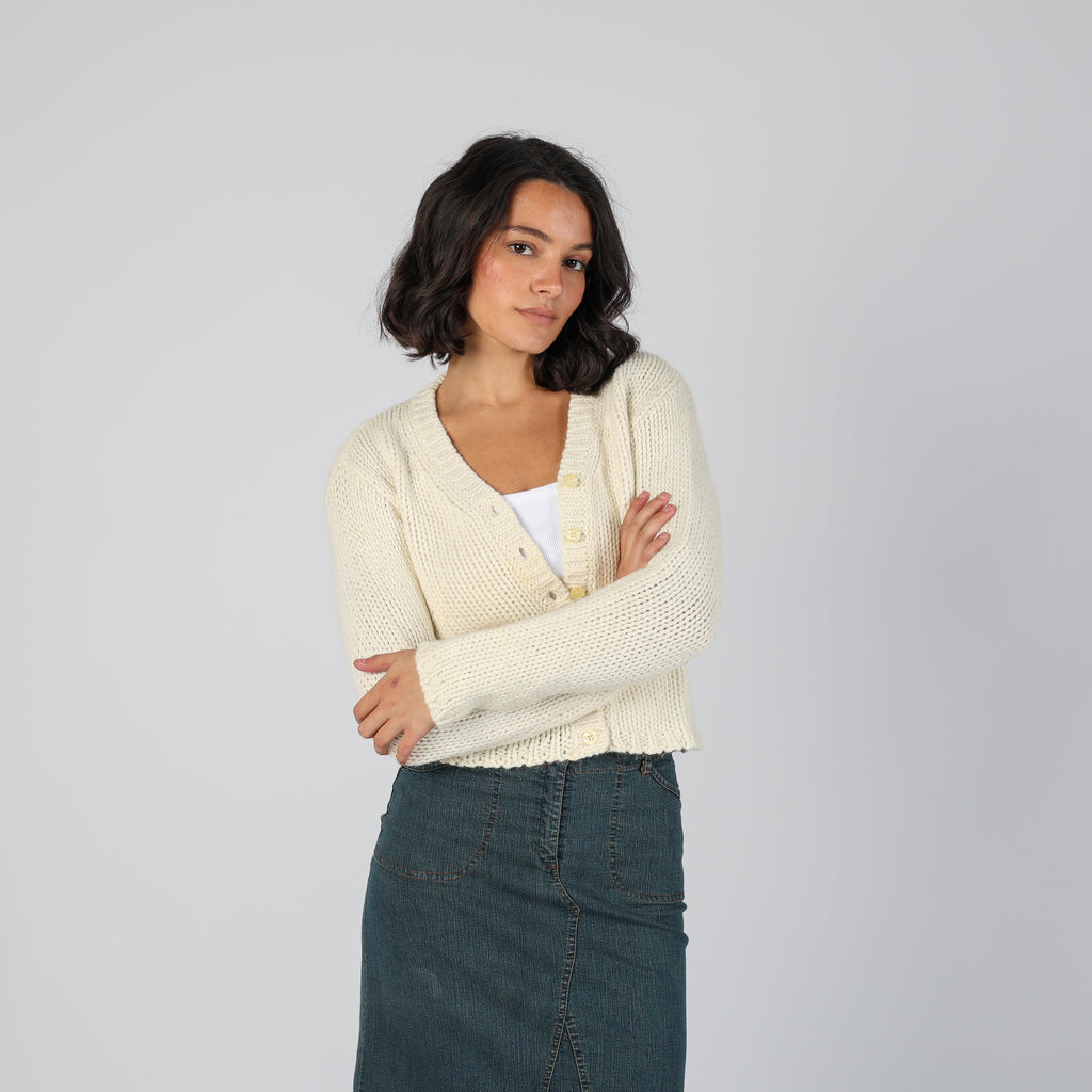 Cream Y2K Sisley Knitted Jumper (S)