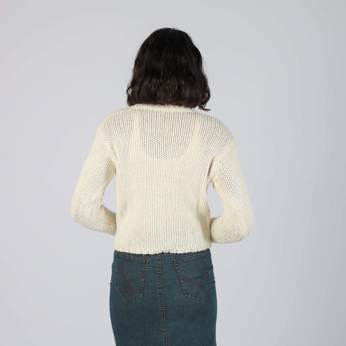Cream Y2K Sisley Knitted Jumper (S)