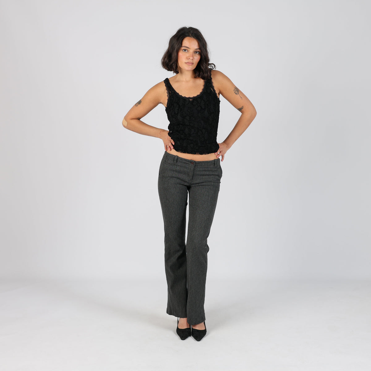 Charcoal Grey Y2K Evielle Formal Trousers (XS)
