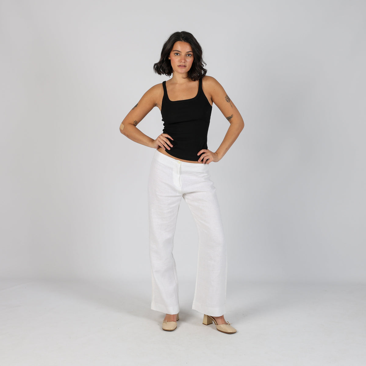 Ivory Y2K Casual Trousers Linen (S)