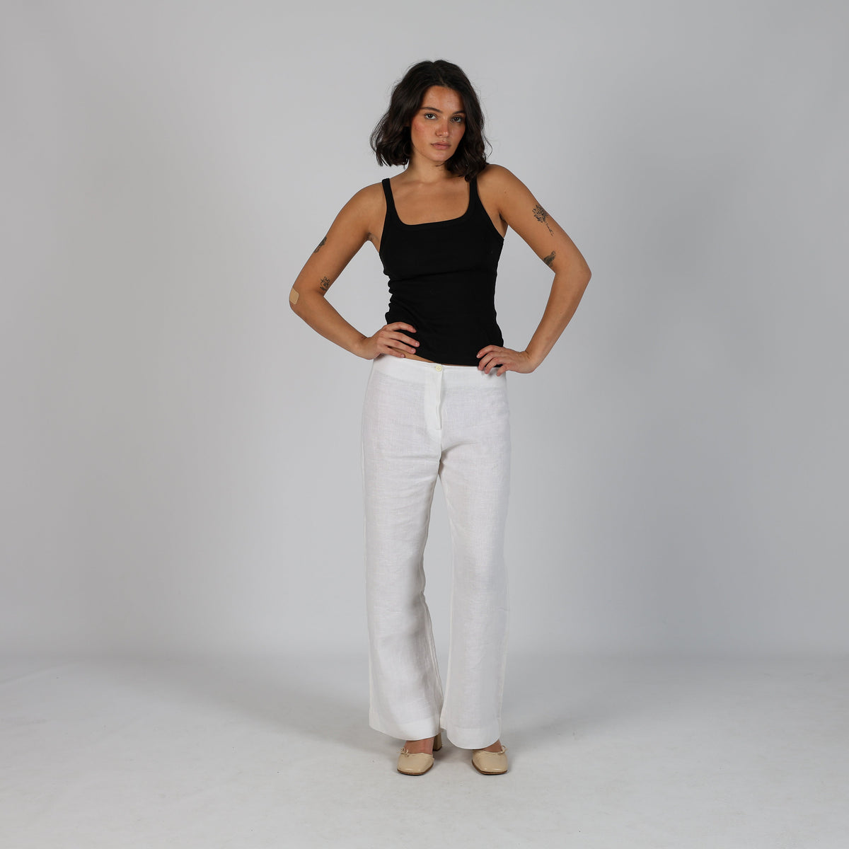 Ivory Y2K Casual Trousers Linen (S)