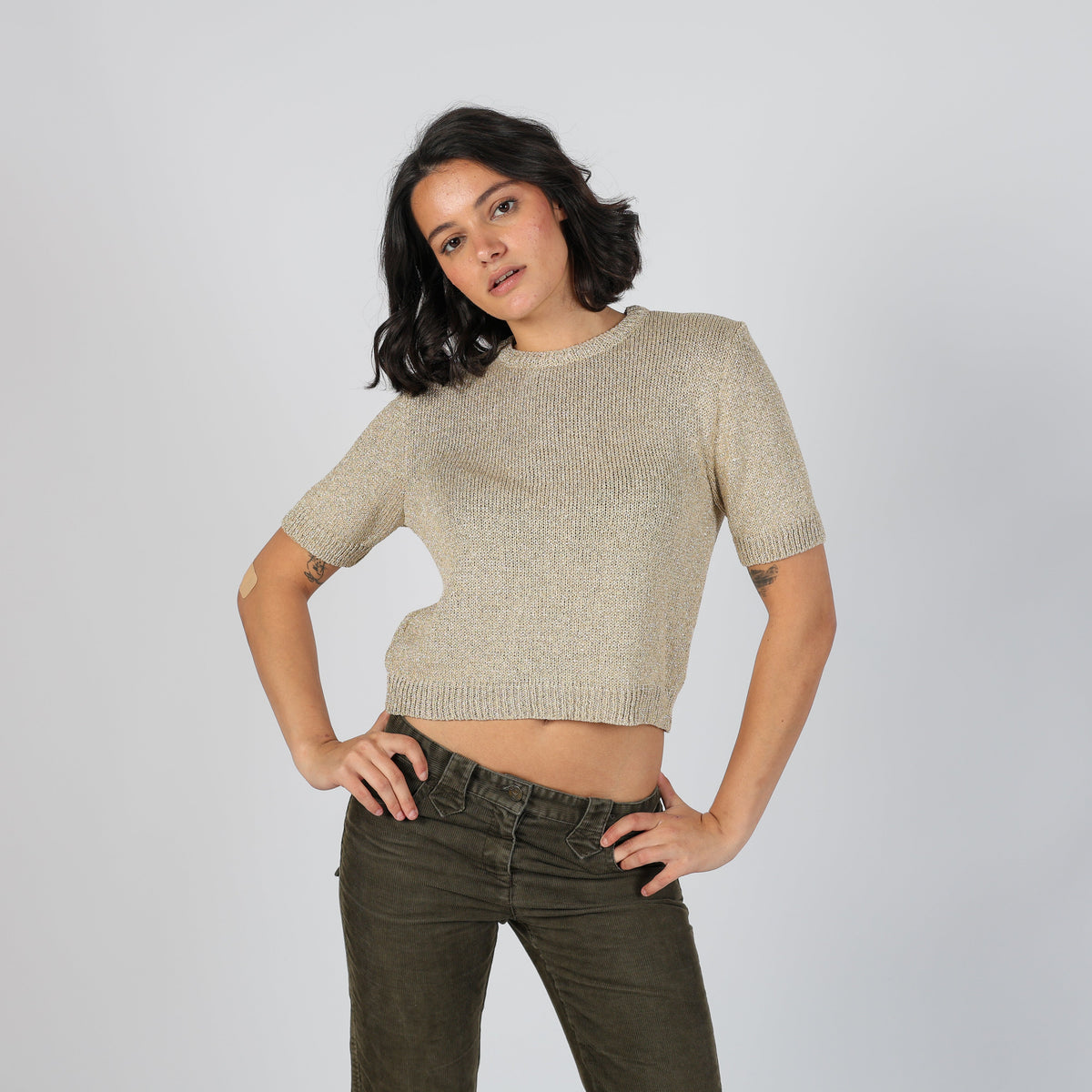 Gold Y2K Les Streghe Knitted Top (S)
