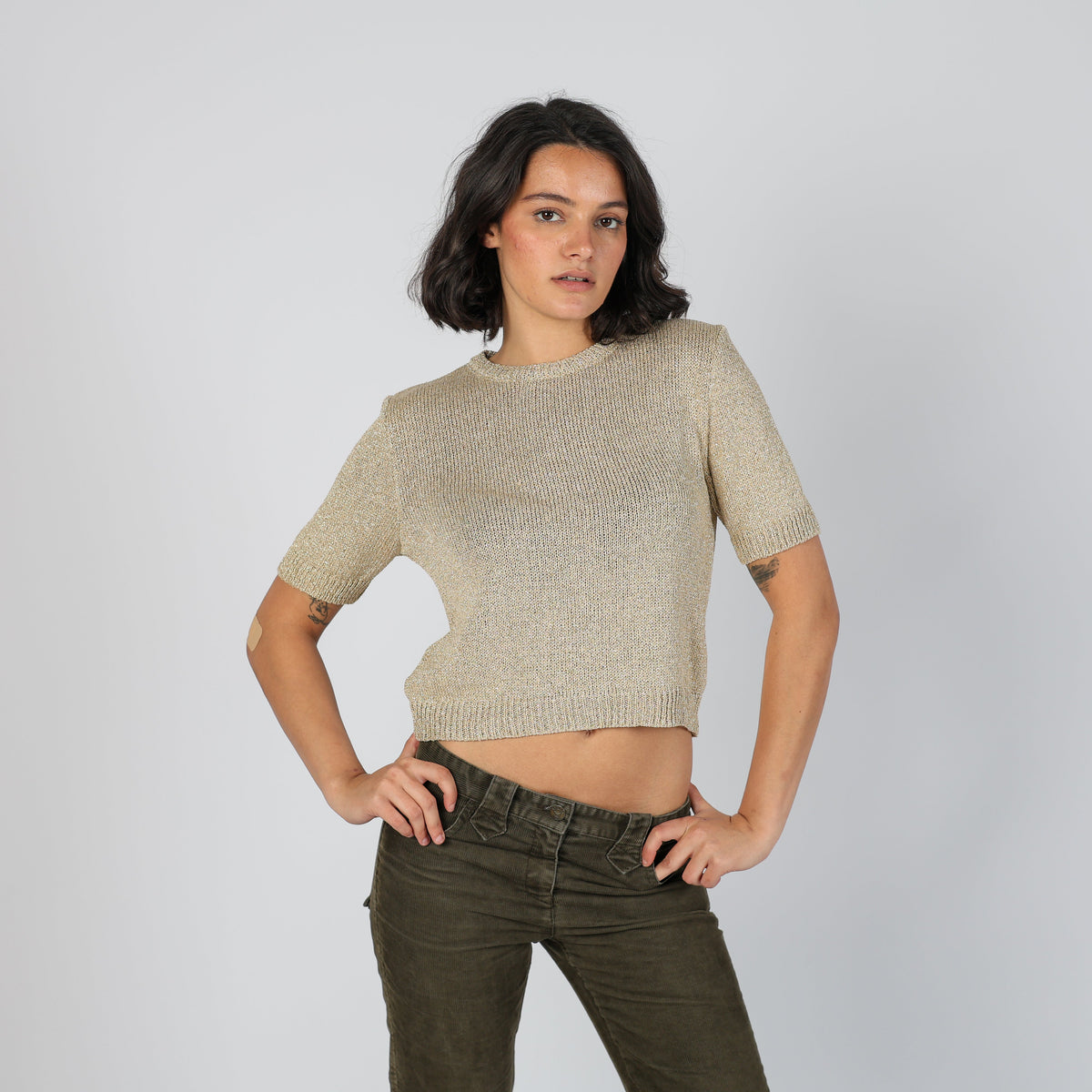 Gold Y2K Les Streghe Knitted Top (S)