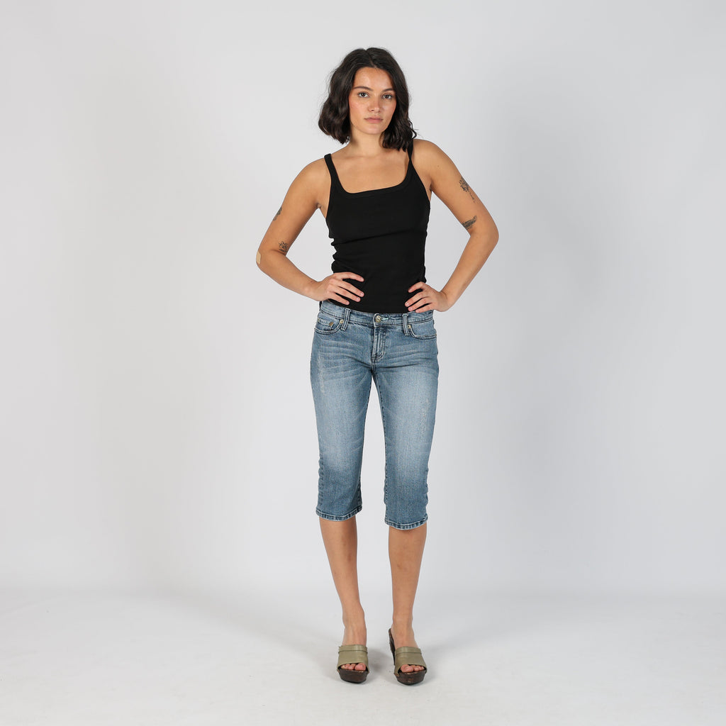 Light Blue Y2K 3/4 Jeans (XS)