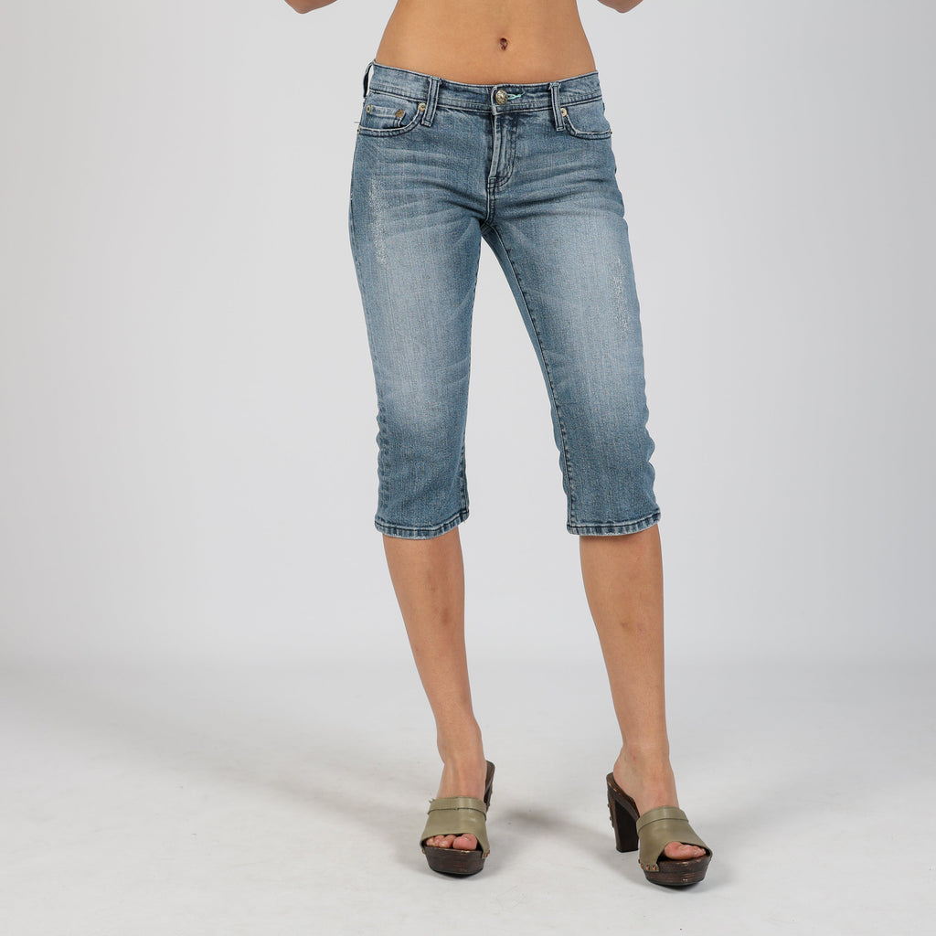 Light Blue Y2K 3/4 Jeans (XS)