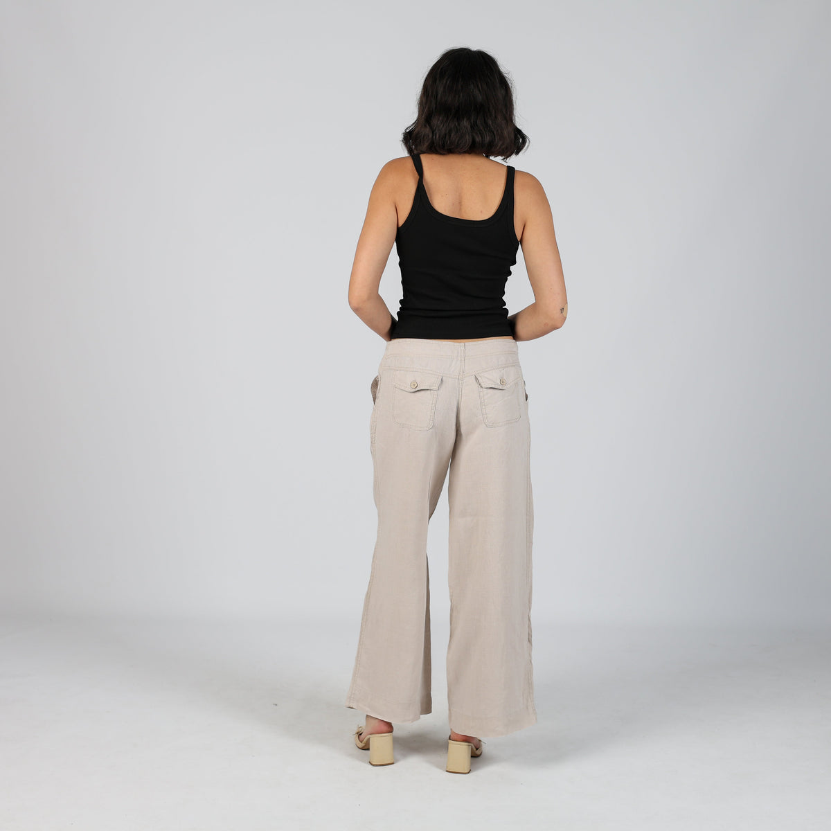 Beige Y2K Casual Trousers Linen (S)