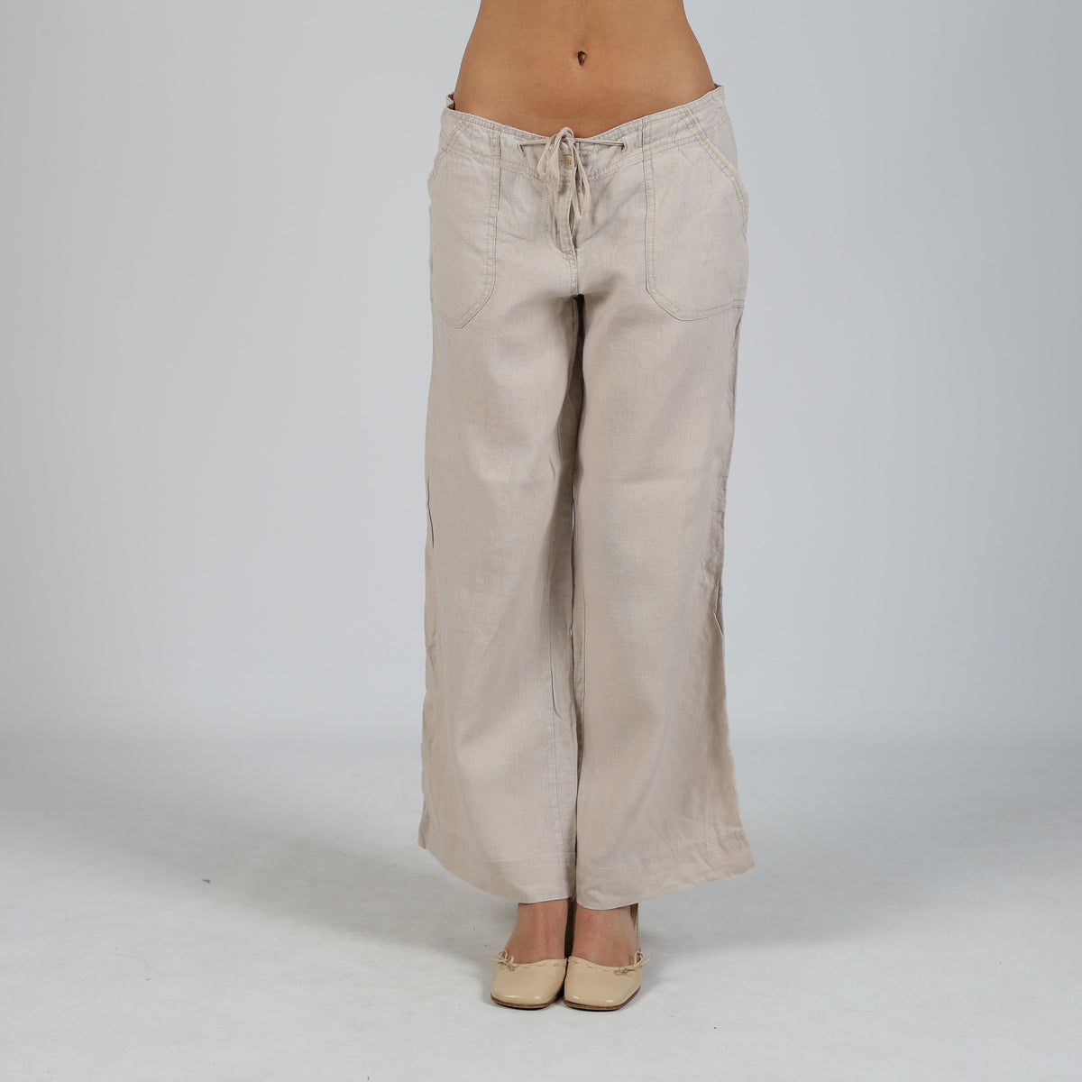 Beige Y2K Casual Trousers Linen (S)