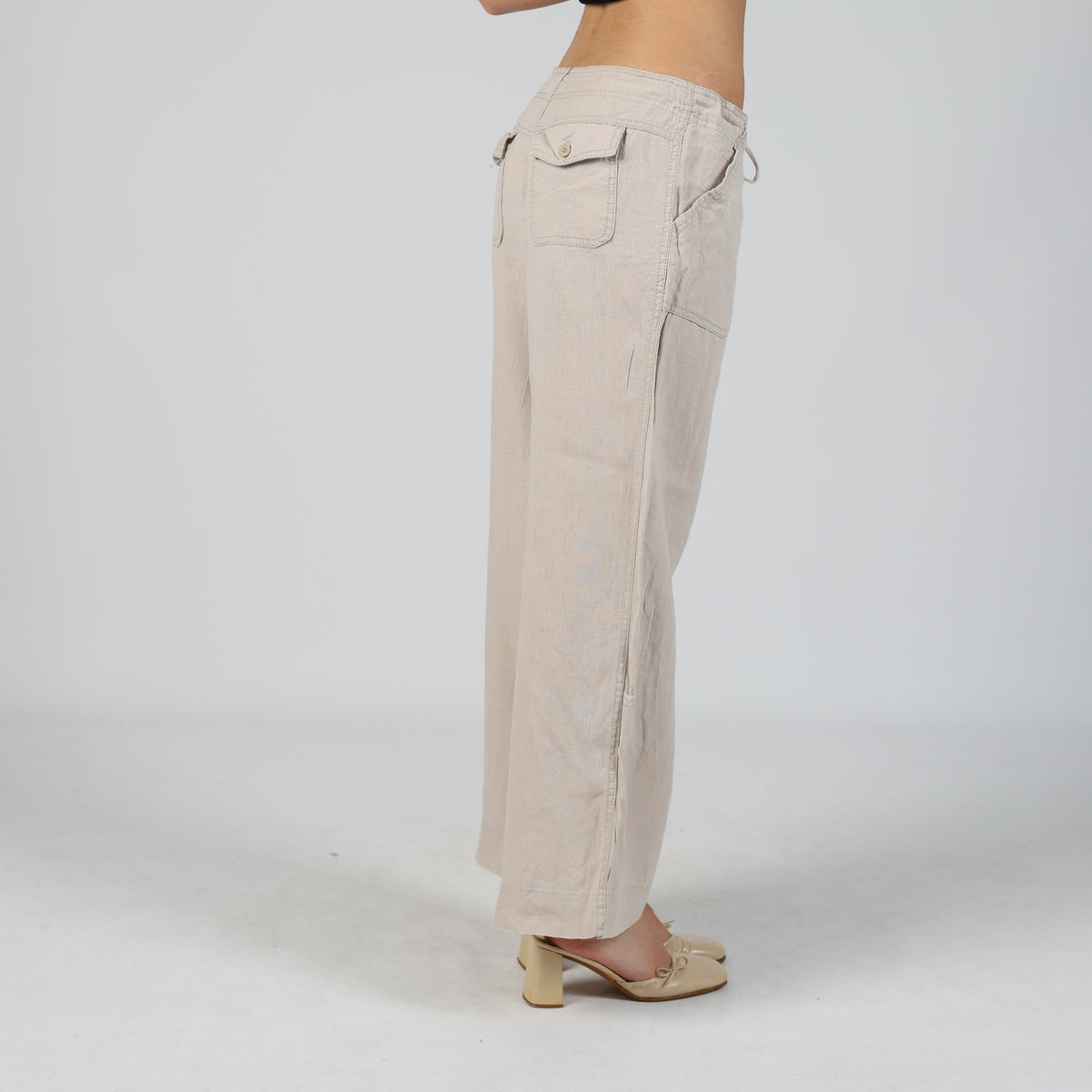 Beige Y2K Casual Trousers Linen (S)