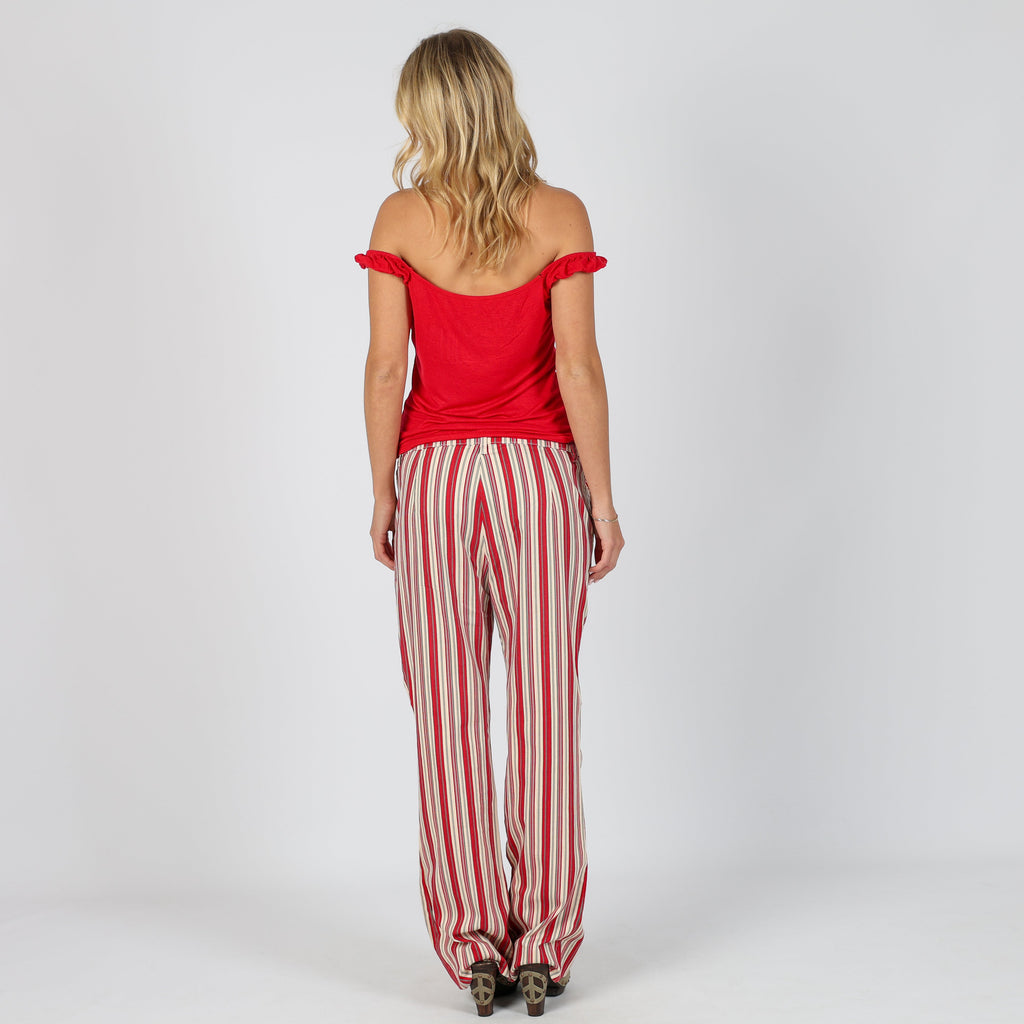 Cream Y2K Maxime Casual Trousers Stripe (S)