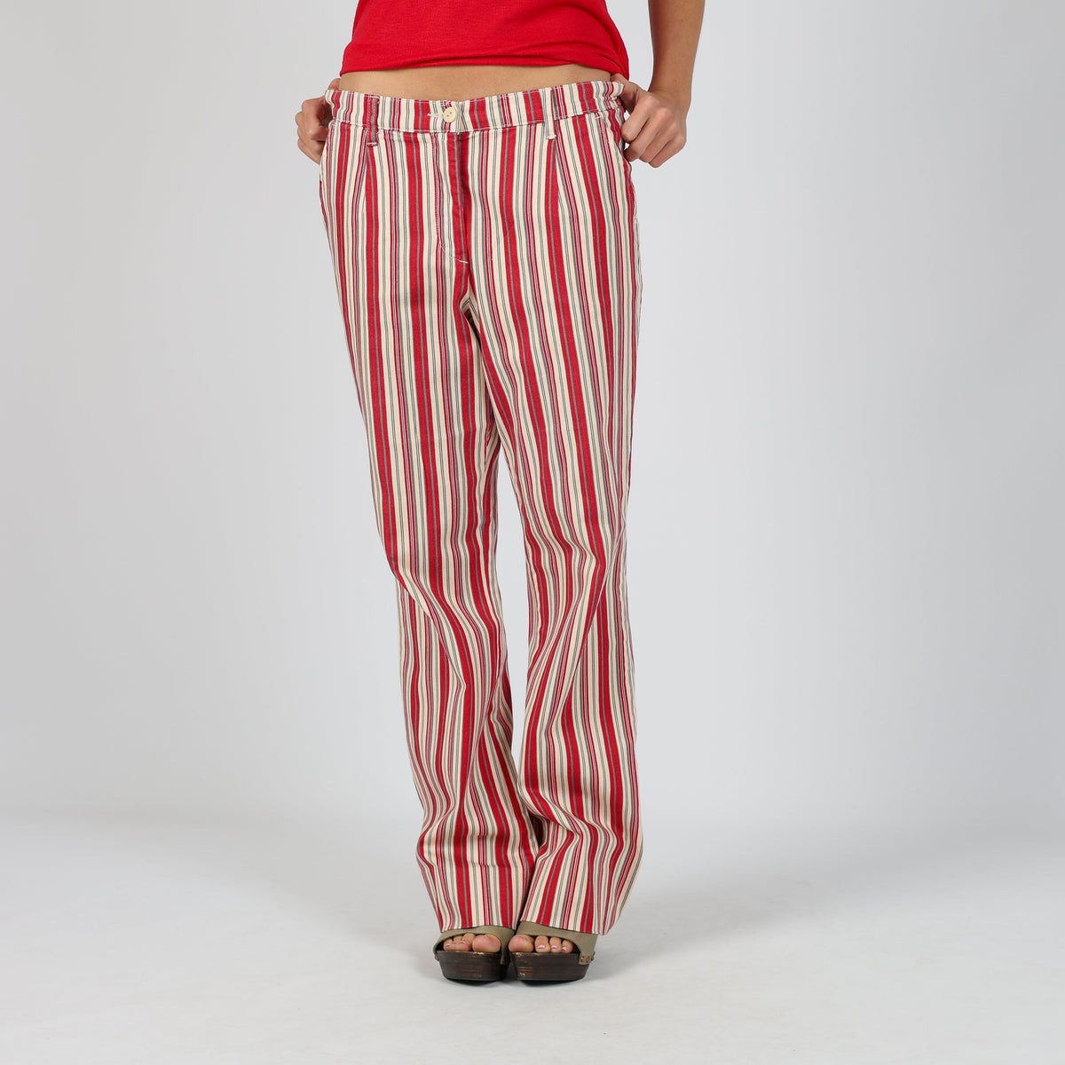 Cream Y2K Maxime Casual Trousers Stripe (S)