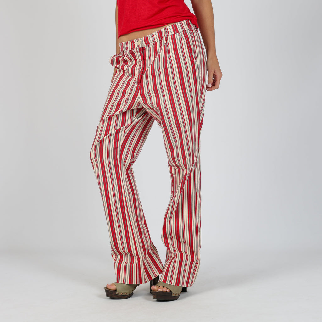 Cream Y2K Maxime Casual Trousers Stripe (S)