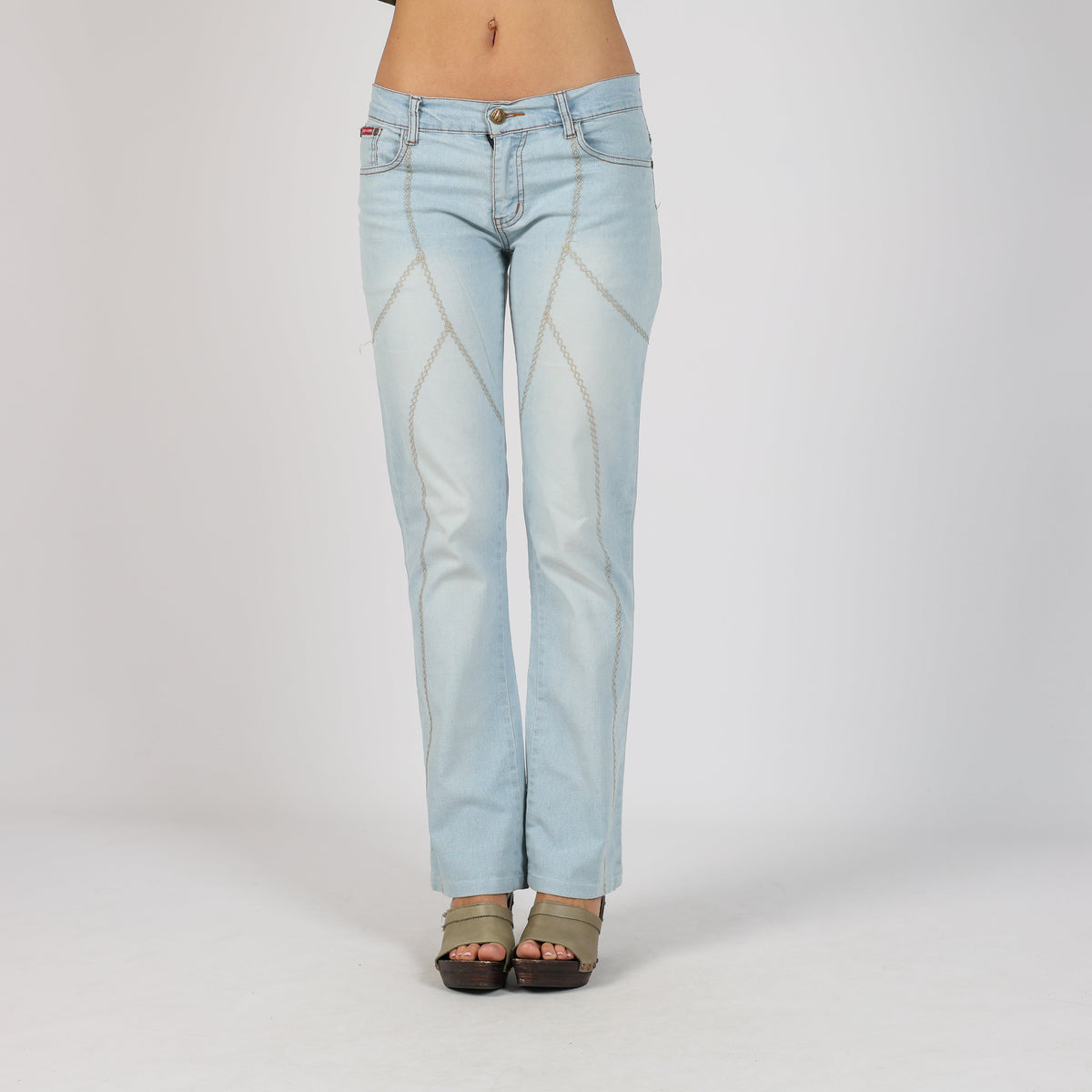 Light Blue Y2K Wan Li Bootcut Jeans (XS)