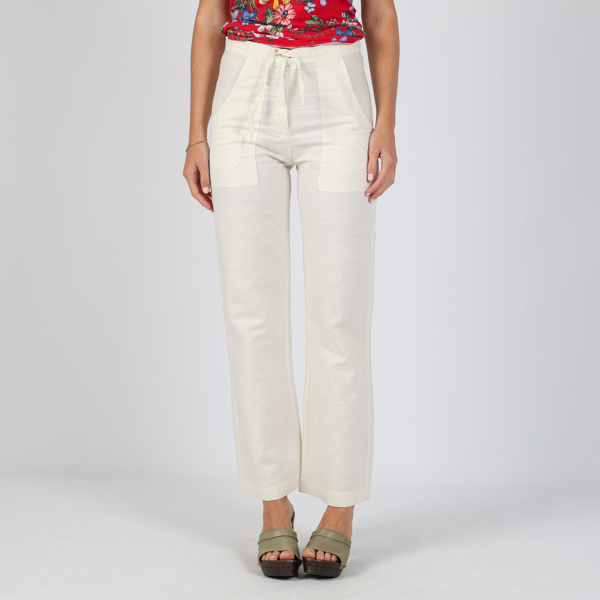 Ivory Y2K Still Casual Trousers (XS)