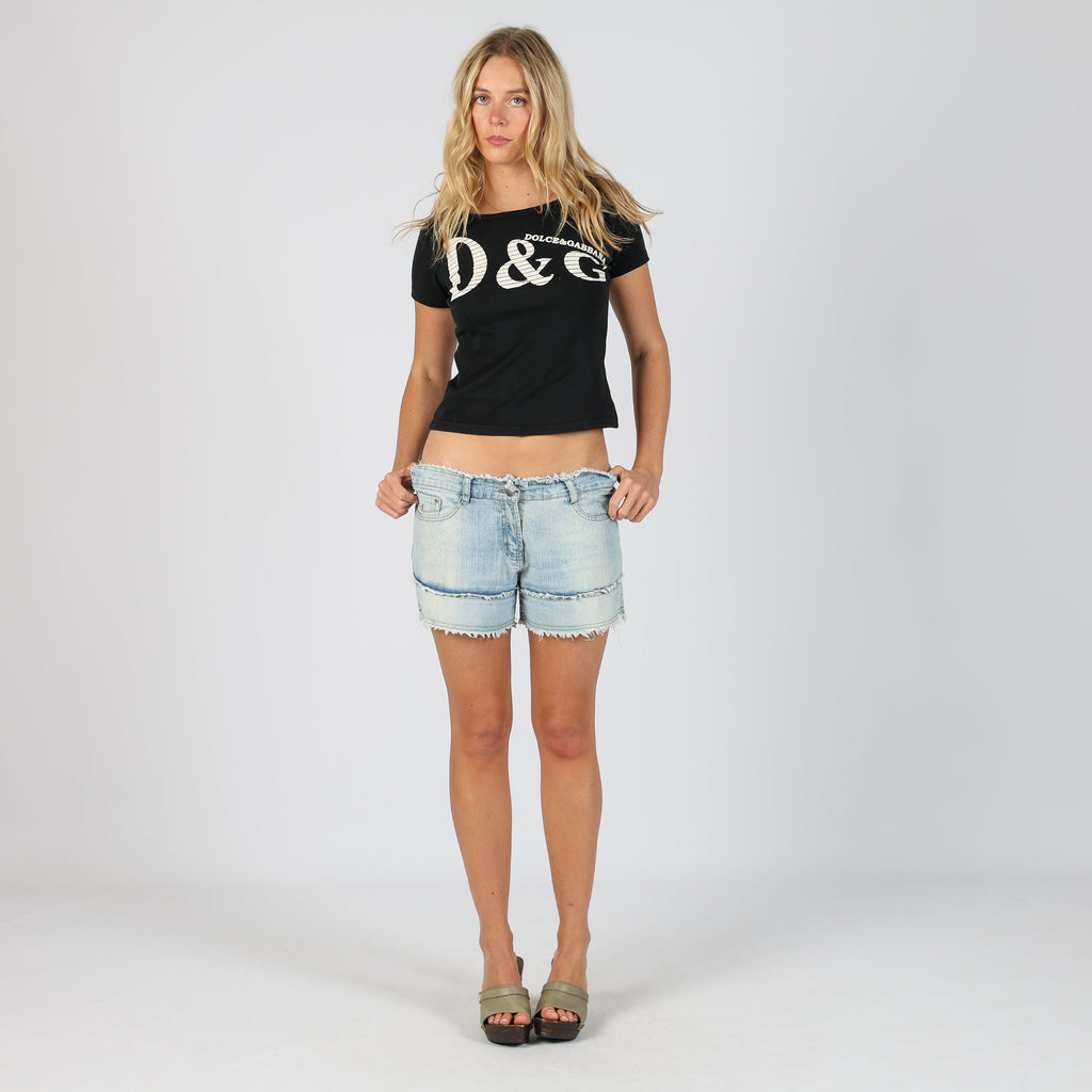 Light Blue Y2K Cavaleru Denim Shorts (S)