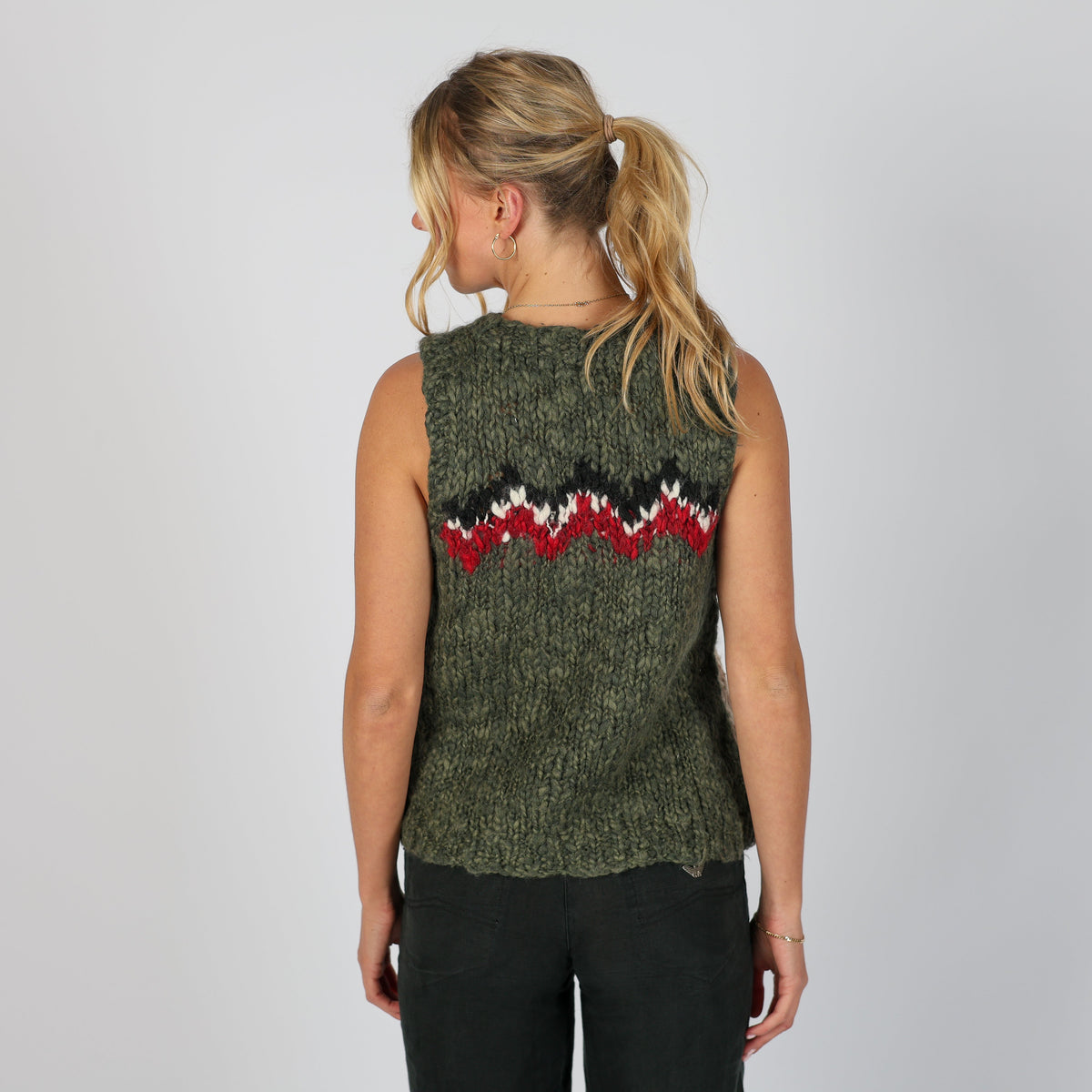 Dark Green Y2K Think Pink Knitted Jumper (S)