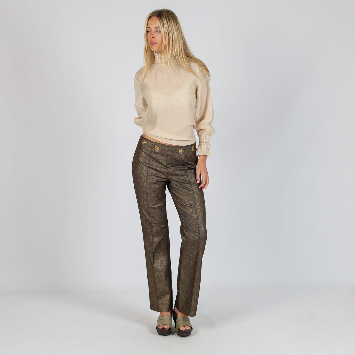 Gold Y2K Blacky Dress Woven Trousers (S)