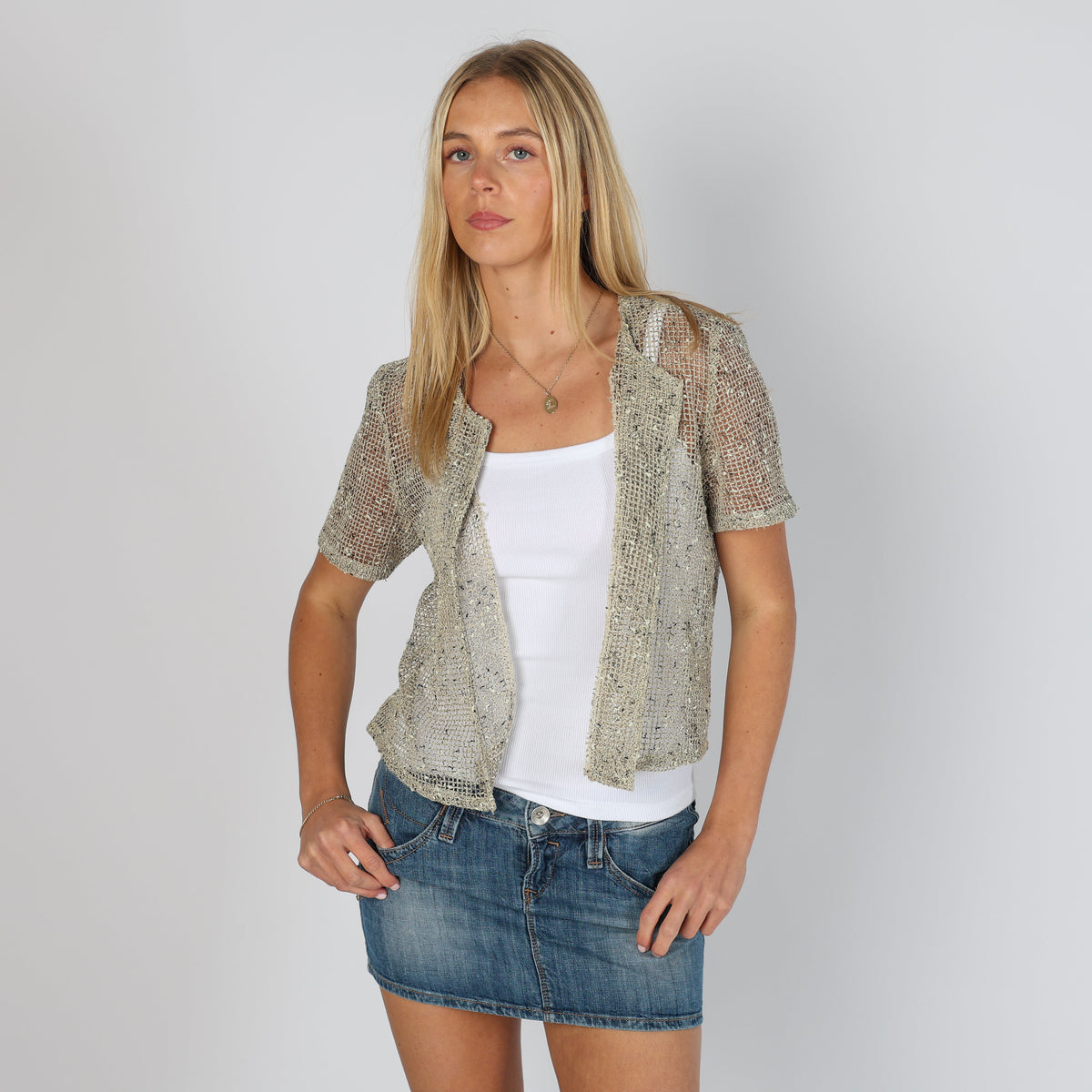 Gold Y2K Maria Bellesy Cardigan (S)