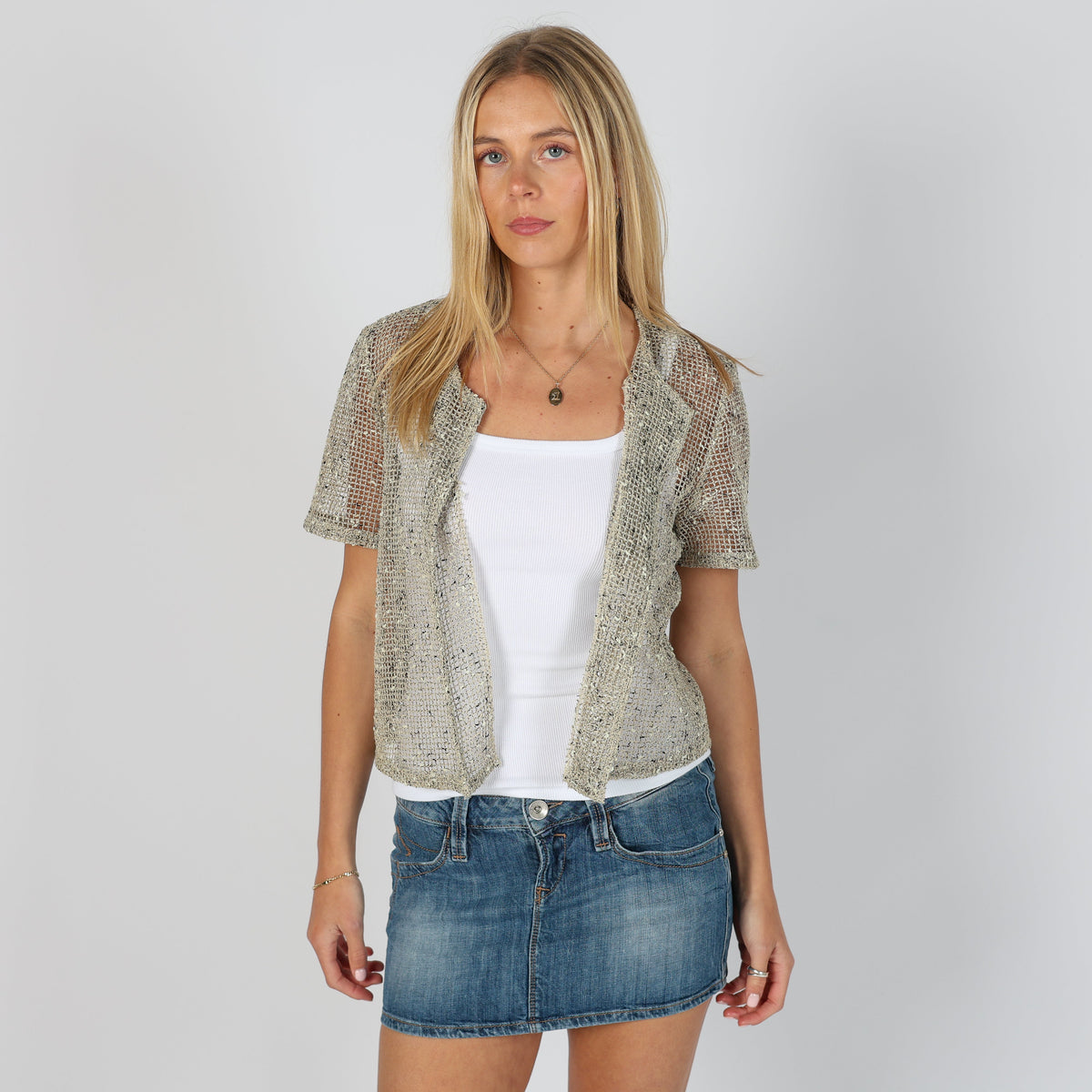 Gold Y2K Maria Bellesy Cardigan (S)