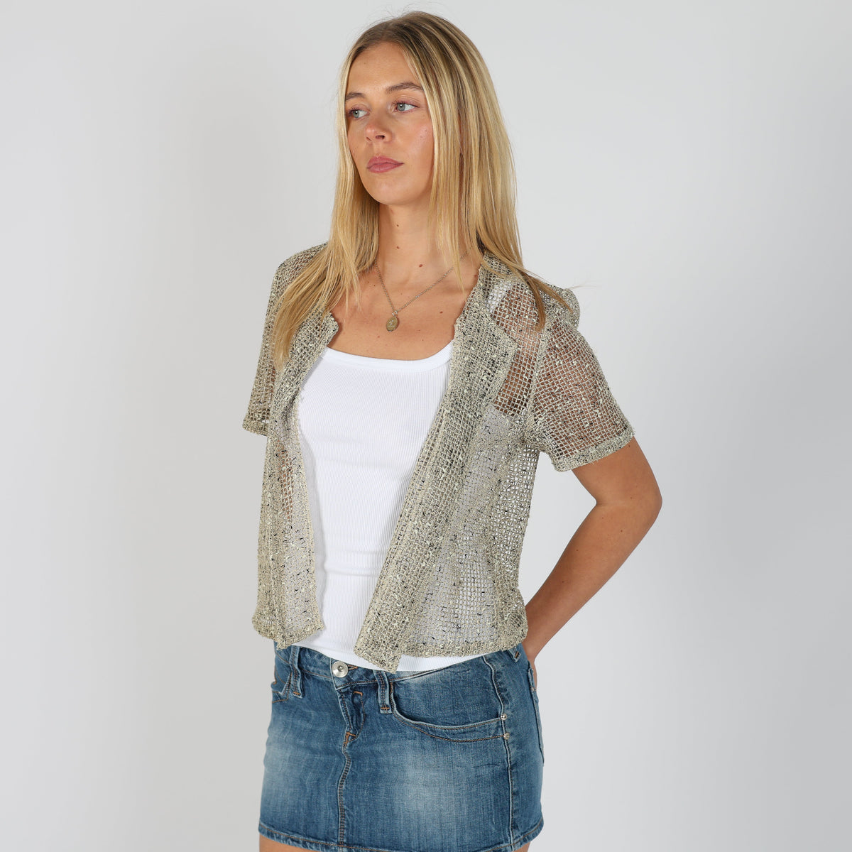 Gold Y2K Maria Bellesy Cardigan (S)