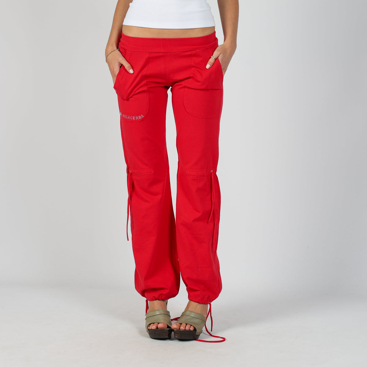Burgundy Red Y2K melacerba Casual Trousers (S)