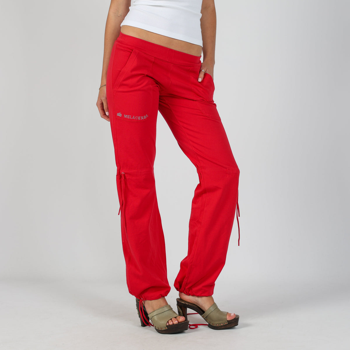 Burgundy Red Y2K melacerba Casual Trousers (S)