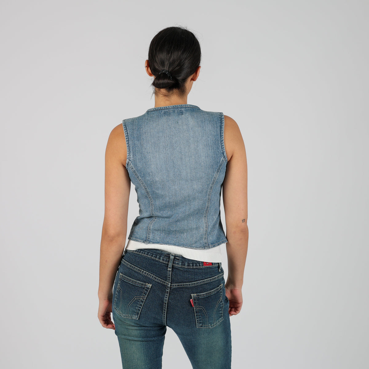 Light Blue Y2K Blasting Denim Waistcoat (S)