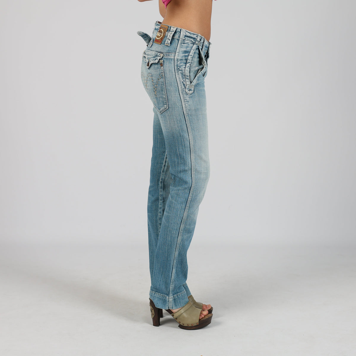 Light Blue Y2K Met Straight Jeans (XS)