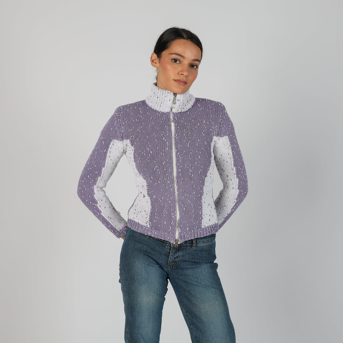 Lilac Purple Y2K Knitted Jumper (S)