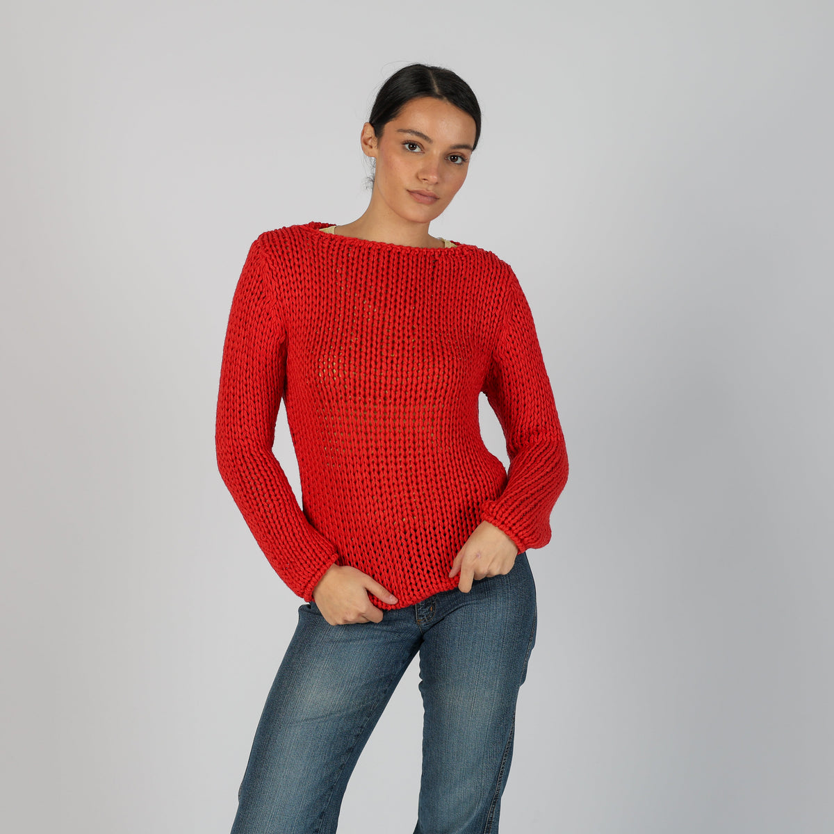 Red Y2K Ekletica Knitted Jumper (S)