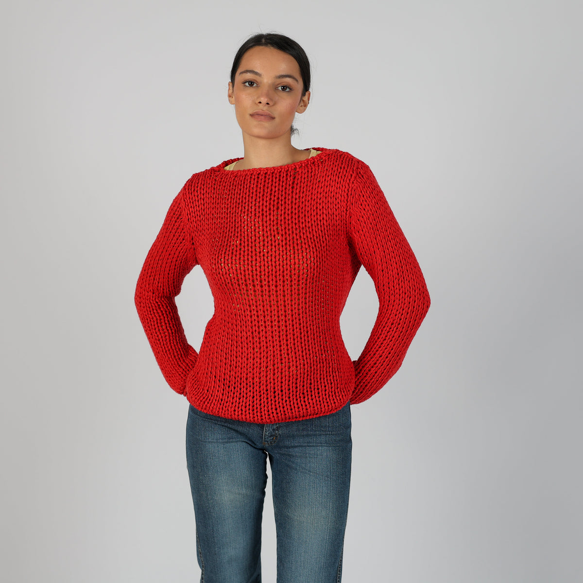Red Y2K Ekletica Knitted Jumper (S)
