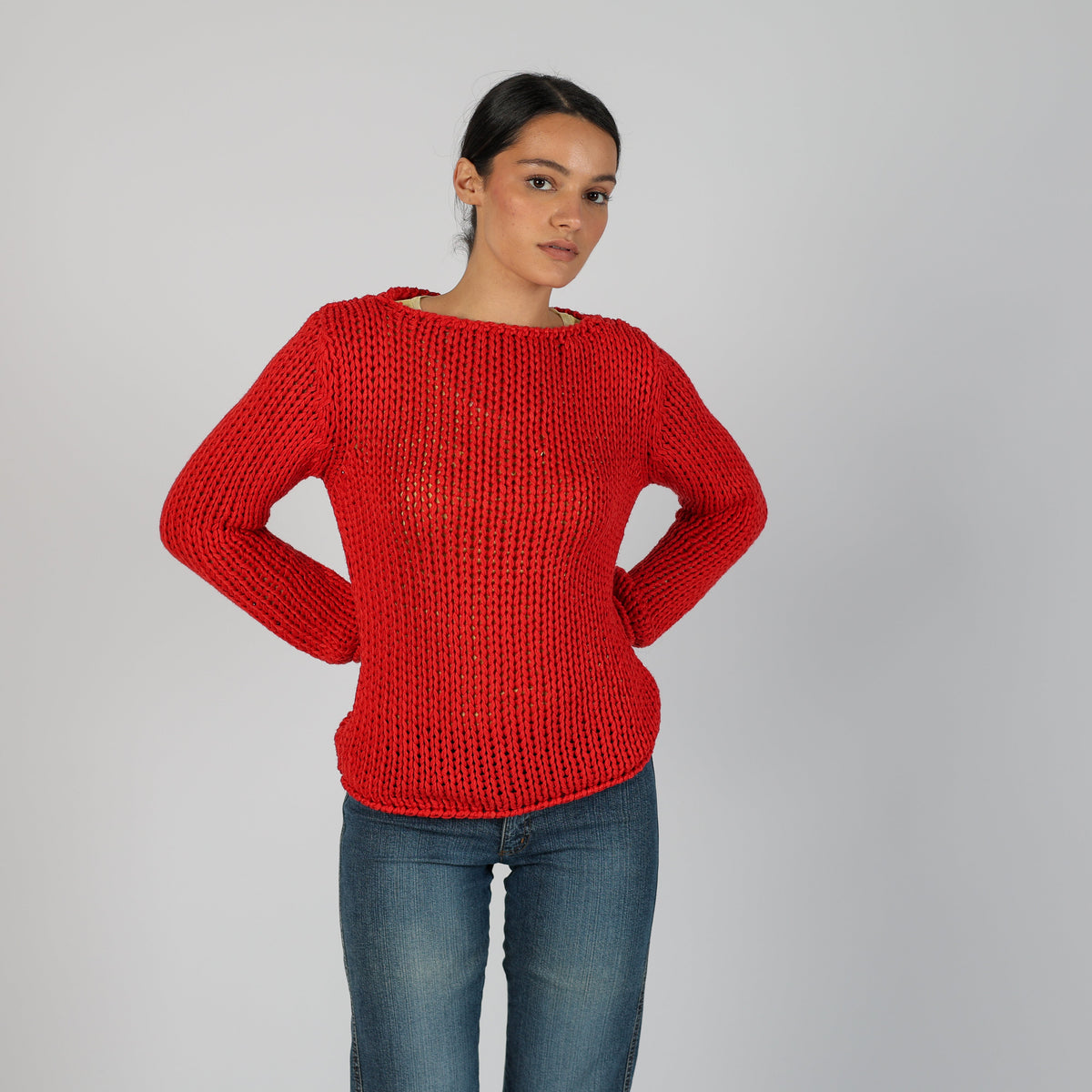 Red Y2K Ekletica Knitted Jumper (S)