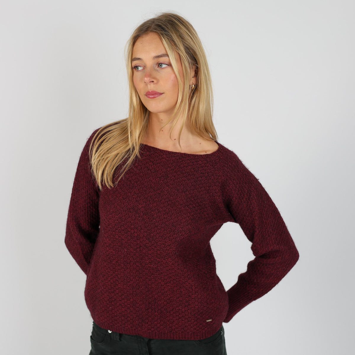Burgundy Red Y2K GAS Knitted Jumper (M)