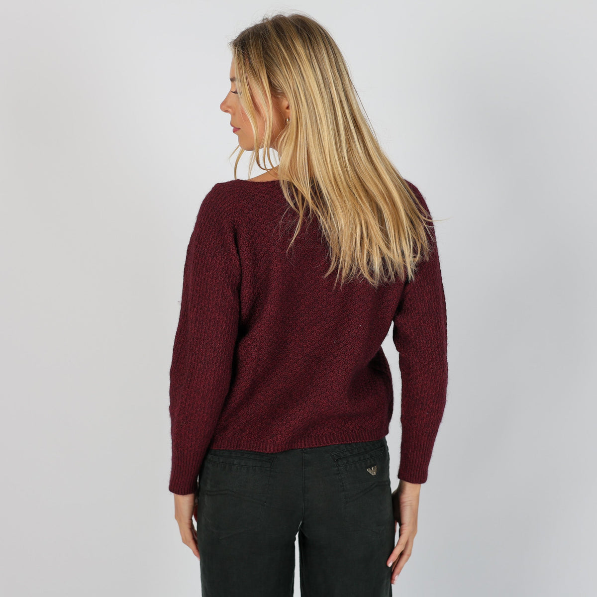Burgundy Red Y2K GAS Knitted Jumper (M)
