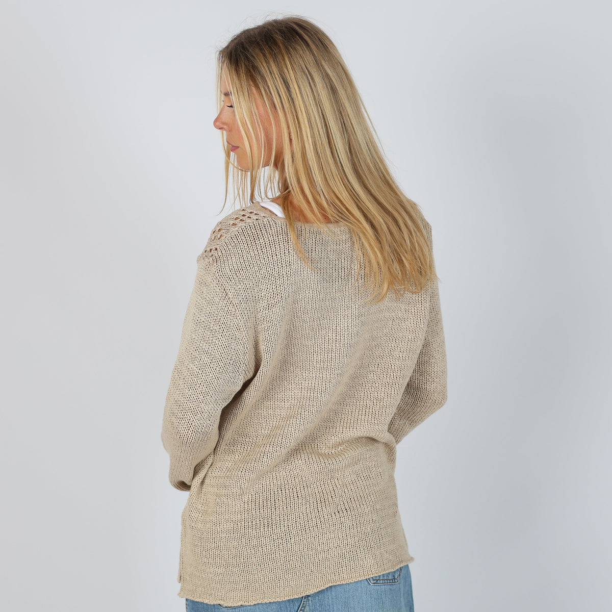 Beige Y2K Knitted Top (M)