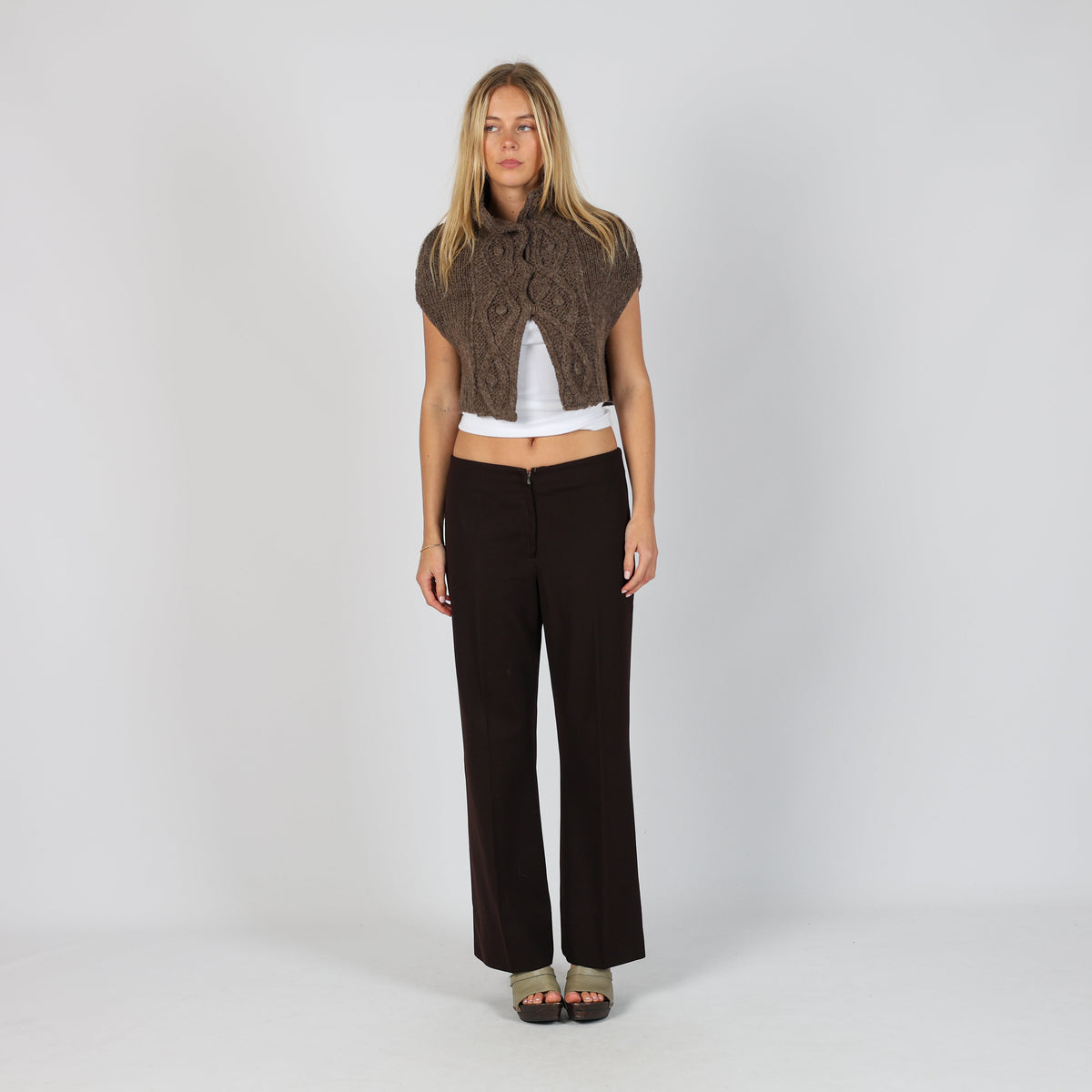 Brown Y2K Made in Italy Woven Trousers (S)