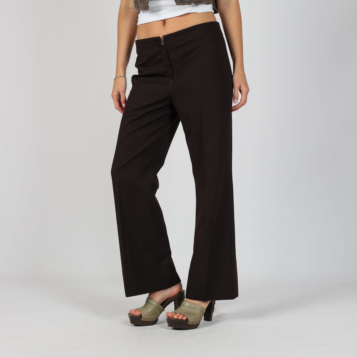 Brown Y2K Made in Italy Woven Trousers (S)
