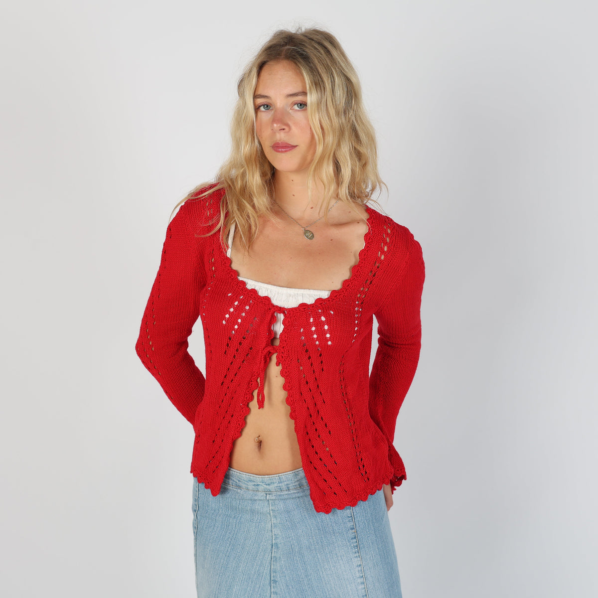 Red Y2K Knitted Top (S)