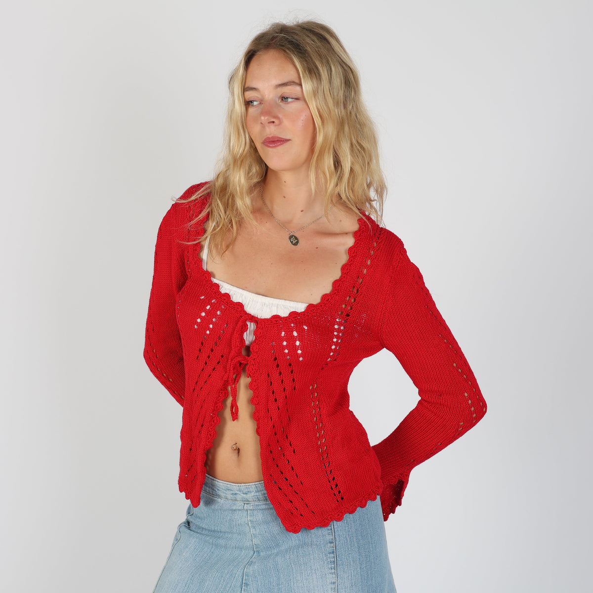 Red Y2K Knitted Top (S)