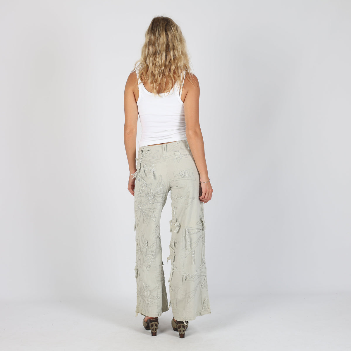 Beige Y2K Art Woven Trousers (S)