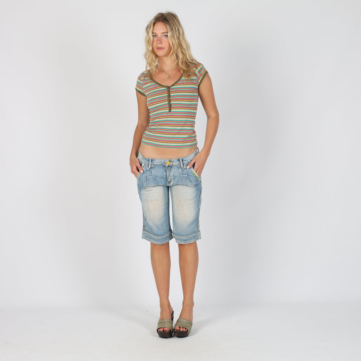Light Blue Y2K Park Flash Capri Trouser (M)
