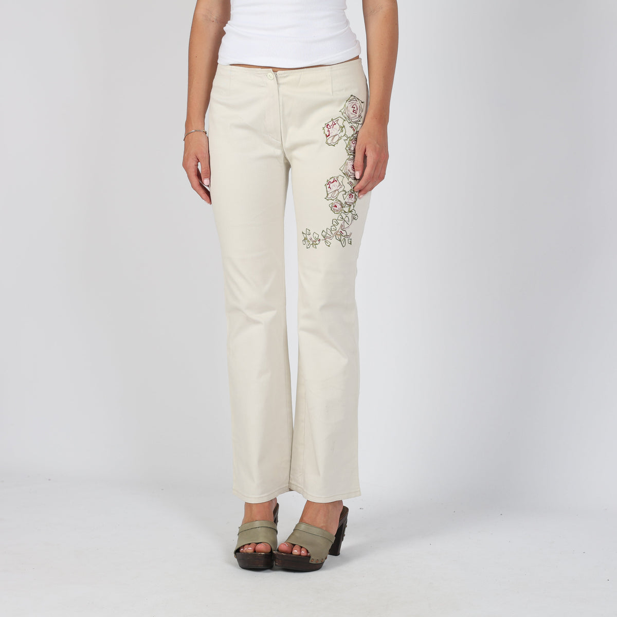 Cream 90s E.L.F. Woven Trousers (M)