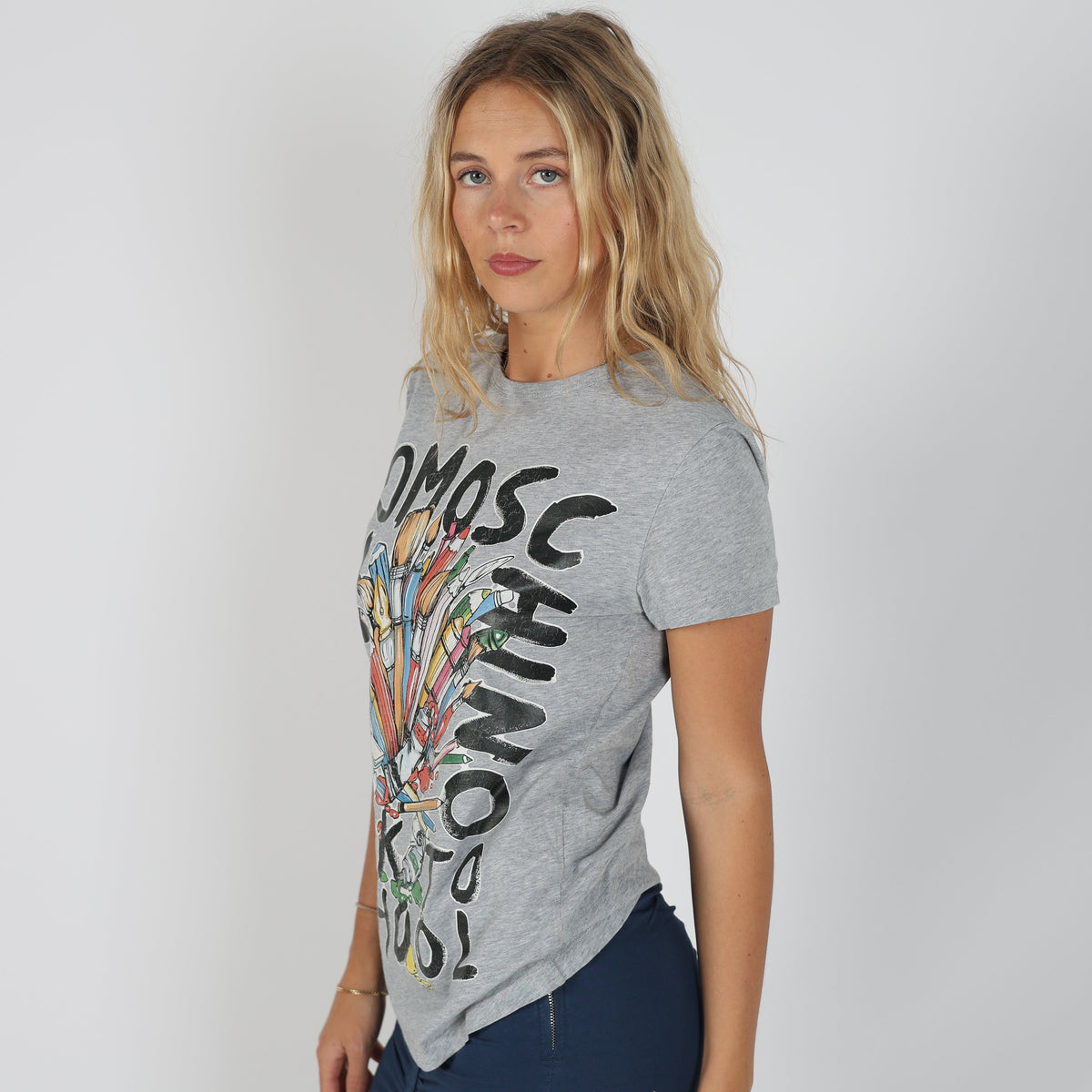 Light Grey Y2K Moschino T-shirt (S)