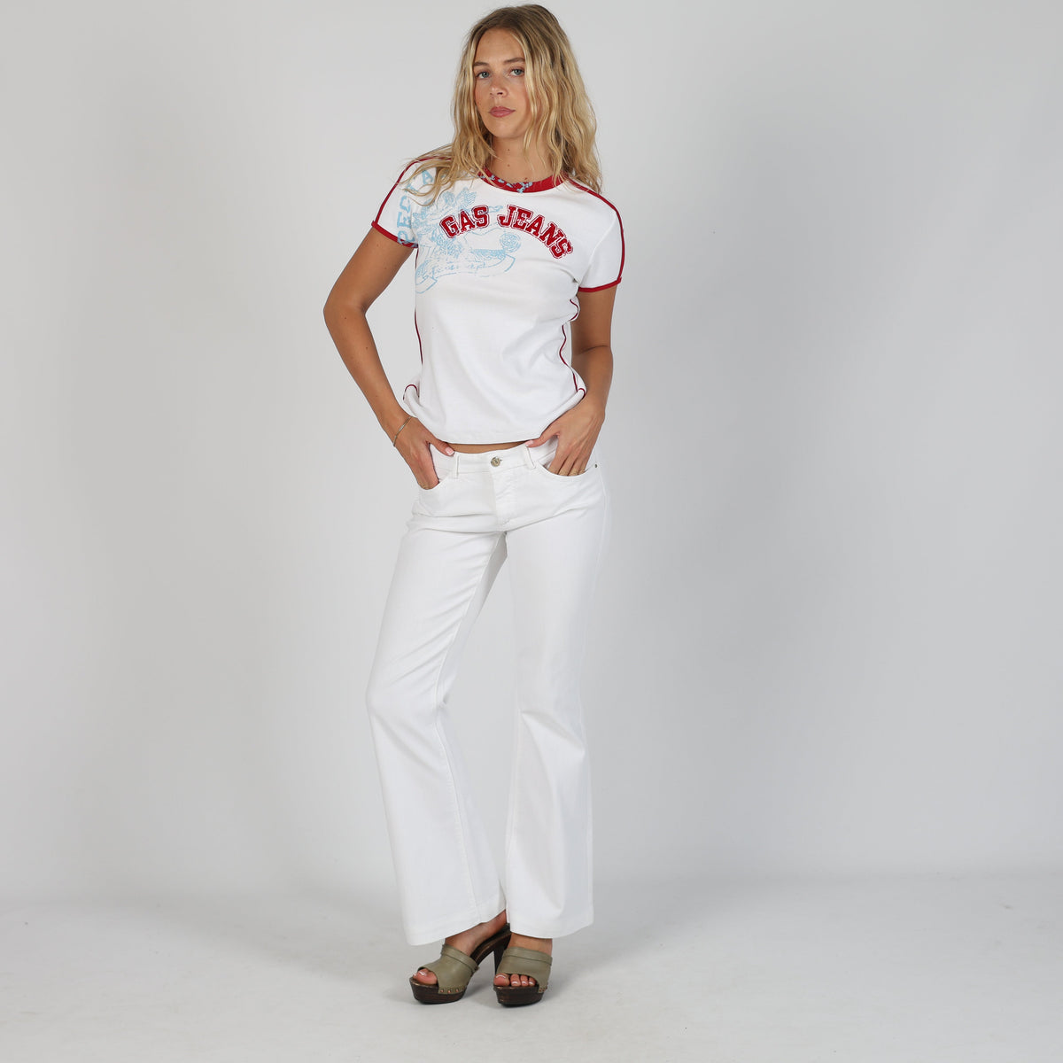 White Y2K Trussardi Straight Jeans (XS)