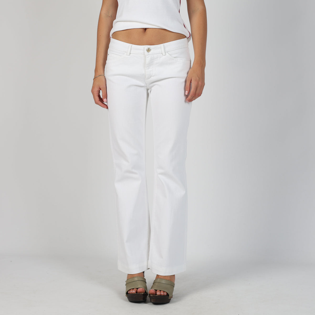 White Y2K Trussardi Straight Jeans (XS)